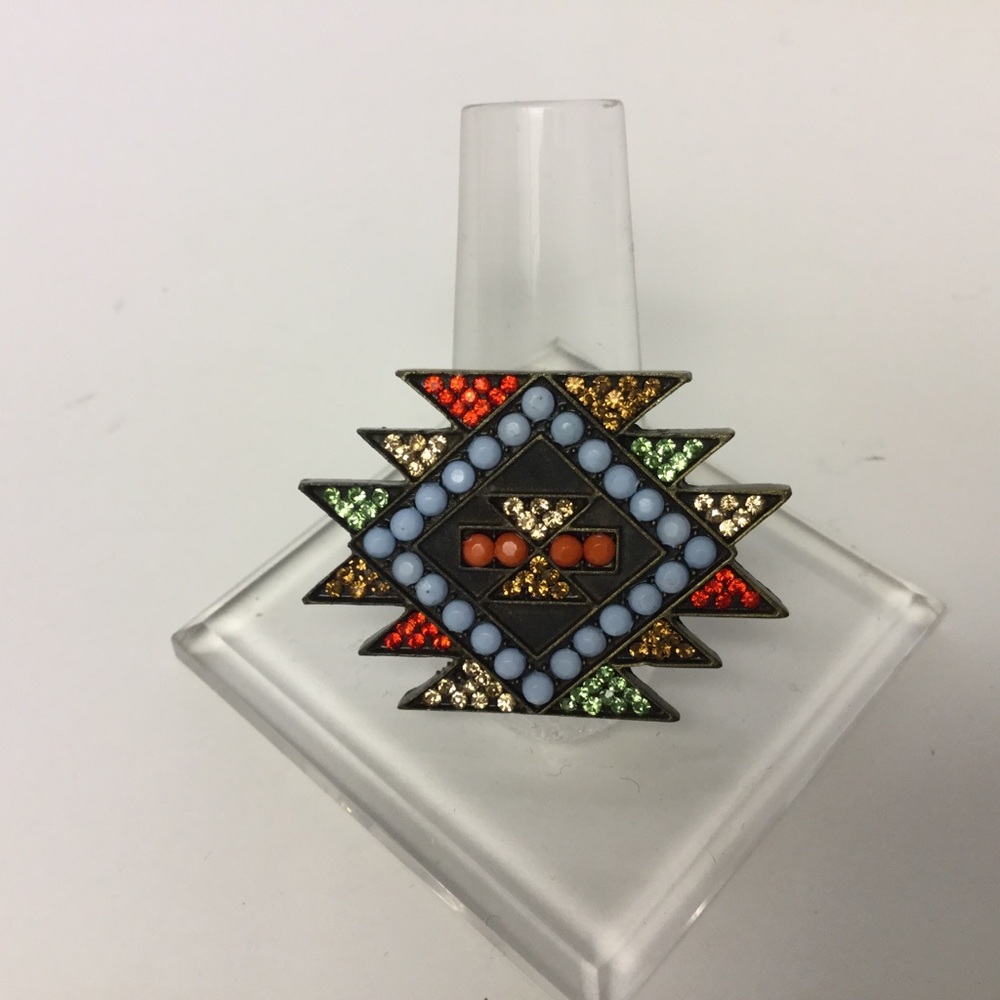 C.J. BIJOUX BEAD AND CRYSTAL RING ADJUSTABLE NWOT